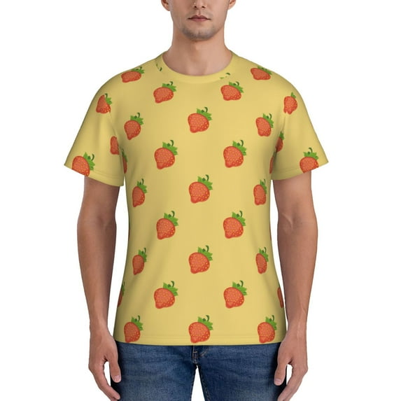 Bixox Men's Hand Drawn Strawberry Printed Short Sleeve Skinny Athletic T-Shirt