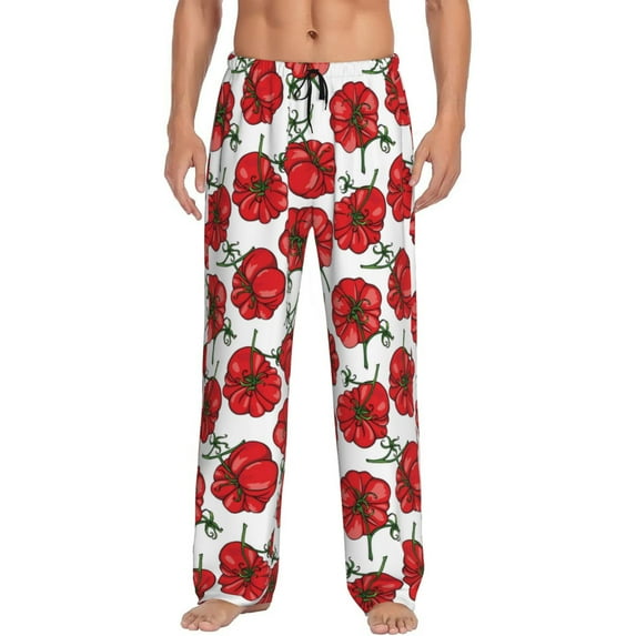Bixox Men's Hand Drawn Tomatoes Patterned Pajama Pants with Pockets Lounge Clothes for Home