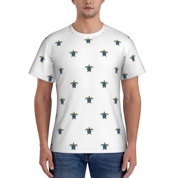Bixox Men's Hand Drawn Turtle Printed Short Sleeve Skinny Athletic T-Shirt