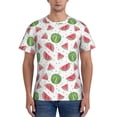 thumbnail image 1 of Bixox Men's Hand Drawn Watermelon Printed Short Sleeve Skinny Athletic T-Shirt, 1 of 6
