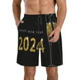 thumbnail image 1 of Bixox Men's Happy New Year 2024 printing Casual Classic Fit Short Summer Beach Shorts, 1 of 6