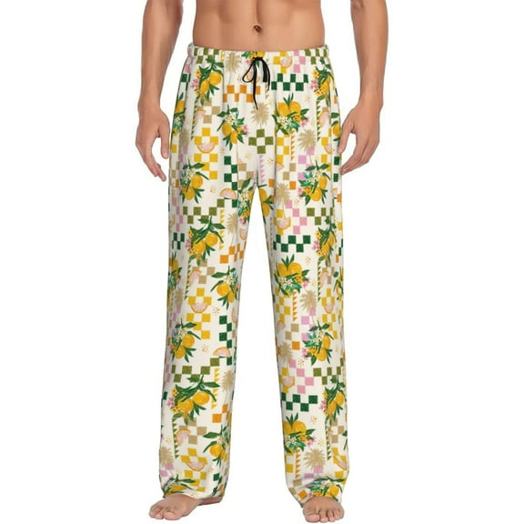 Bixox Men's Hawaii Palms Patterned Pajama Pants with Pockets Lounge Clothes for Home
