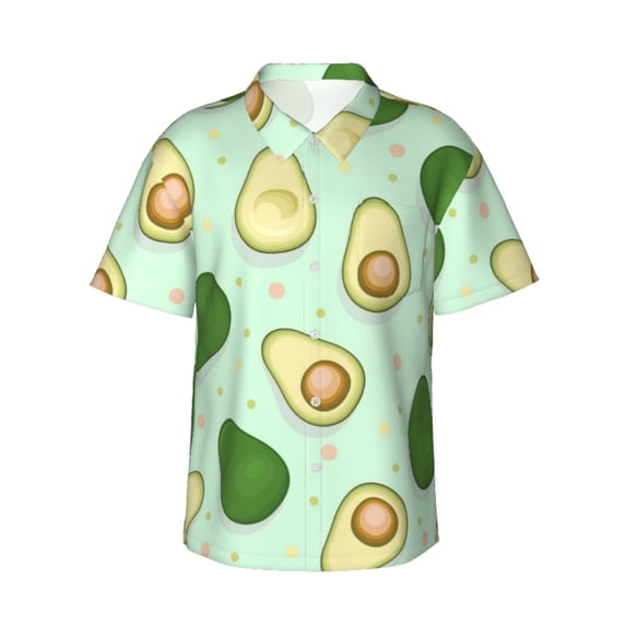 Bixox Men's Hawaiian Shirts Men's Avocado Print Short-Sleeve Shirt-Large