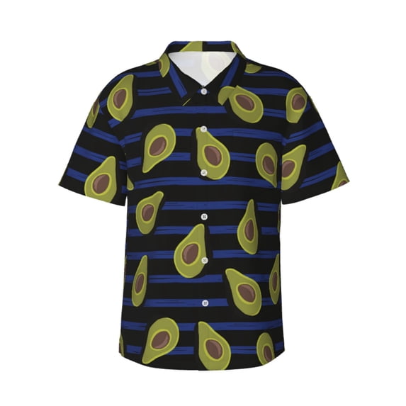 Bixox Men's Hawaiian Shirts Men's Avocado Print Short-Sleeve Shirt-Small