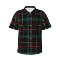 thumbnail image 1 of Bixox Men's Hawaiian Shirts Men's Buffalo Plaid Dark Green Print Short-Sleeve Shirt-Medium, 1 of 8