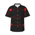thumbnail image 1 of Bixox Men's Hawaiian Shirts Men's Cardiogram and Heart Print Short-Sleeve Shirt-Small, 1 of 8