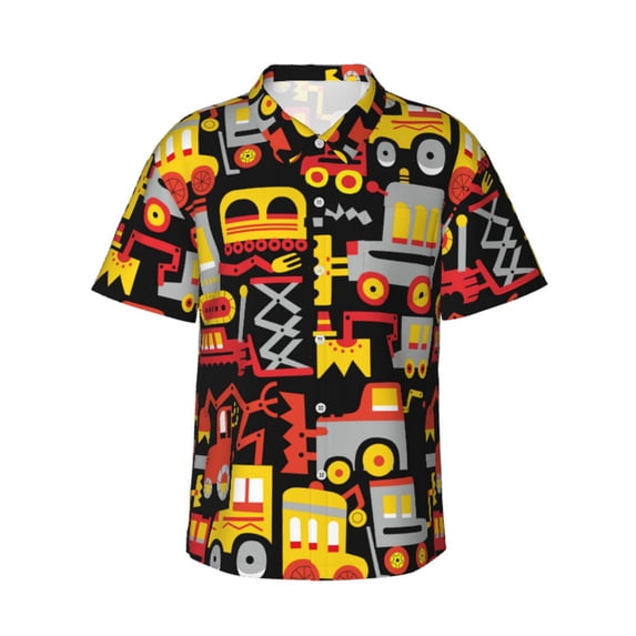 Bixox Men's Hawaiian Shirts Men's Cars Print Short-Sleeve Shirt-Small