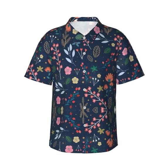 Bixox Men's Hawaiian Shirts Men's Colorful Flowers Print Short-Sleeve Shirt-Large