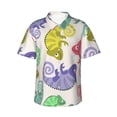 thumbnail image 1 of Bixox Men's Hawaiian Shirts Men's Colorful Pattern With Cute Chameleons Print Short-Sleeve Shirt-Small, 1 of 8