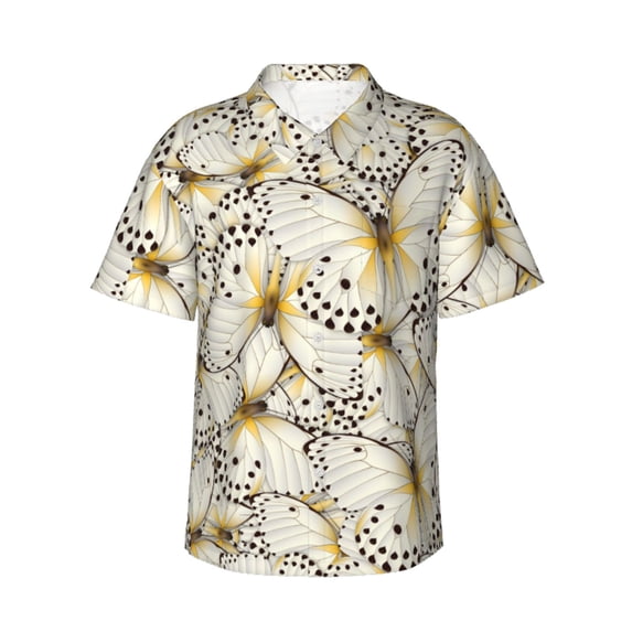 Bixox Men's Hawaiian Shirts Men's Different Butterflys Print Short-Sleeve Shirt-X-Large