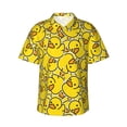 thumbnail image 1 of Bixox Men's Hawaiian Shirts Men's Ducky Cartoon Animal Yellow Print Short-Sleeve Shirt-XX-Large, 1 of 8