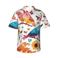 thumbnail image 1 of Bixox Men's Hawaiian Shirts Men's Flowers Birds And Butterflies Print Short-Sleeve Shirt-Medium, 1 of 8