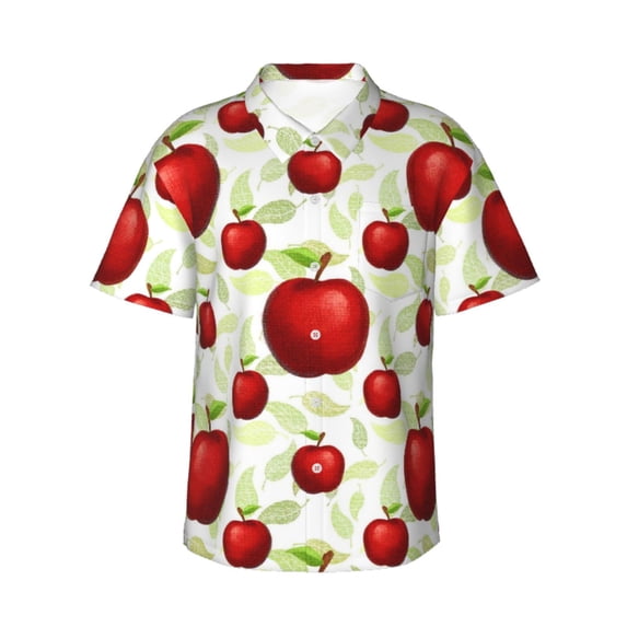 Bixox Men's Hawaiian Shirts Men's Fruit Apples Print Short-Sleeve Shirt-Small