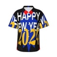 thumbnail image 1 of Bixox Men's Hawaiian Shirts Men's Happy New Year 2024 Print Short-Sleeve Shirt-Large, 1 of 8