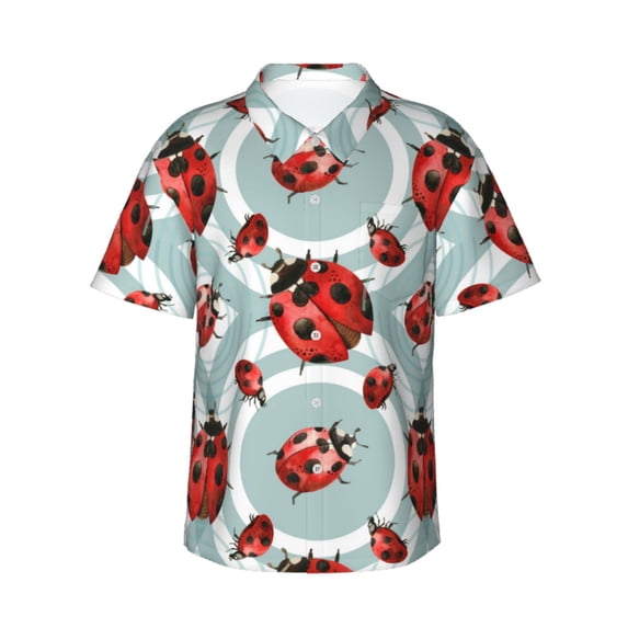 Bixox Men's Hawaiian Shirts Men's Insects Print Short-Sleeve Shirt-XX-Large