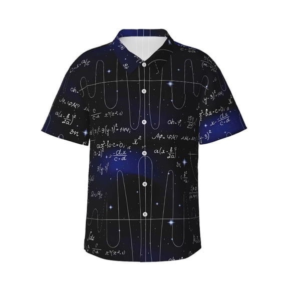 Bixox Men's Hawaiian Shirts Men's Mathematica Science Print Short-Sleeve Shirt-Medium