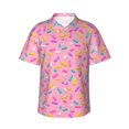 thumbnail image 1 of Bixox Men's Hawaiian Shirts Men's Pink Donut Print Short-Sleeve Shirt-Large, 1 of 8