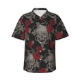 thumbnail image 1 of Bixox Men's Hawaiian Shirts Men's Skull and Red Roses Print Short-Sleeve Shirt-Large, 1 of 8