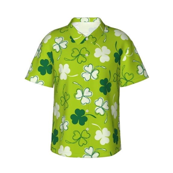 Bixox Men's Hawaiian Shirts Men's St Patrick's Day7 Print Short-Sleeve Shirt-Medium