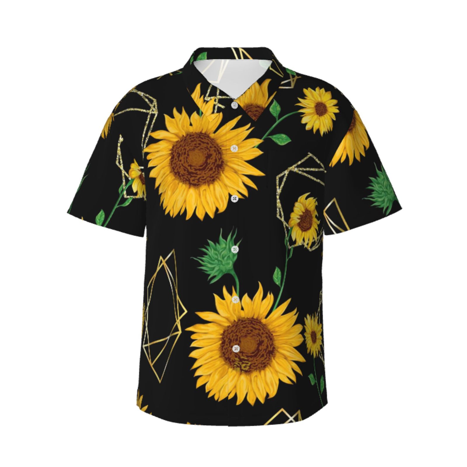 Bixox Men's Hawaiian Shirts Men's Sunflowers Print Short-Sleeve Shirt ...
