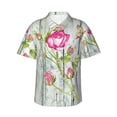thumbnail image 1 of Bixox Men's Hawaiian Shirts Men's Vintage Wood Background with Floral Print Short-Sleeve Shirt-Small, 1 of 8