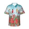 thumbnail image 1 of Bixox Men's Hawaiian Shirts Men's Winter Birds on the Fence Print Short-Sleeve Shirt-XX-Large, 1 of 8