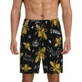 thumbnail image 1 of Bixox Men's Hohey Bee Golden Embroidery printed lightweight casual shorts, soft sleep shorts with pockets., 1 of 7