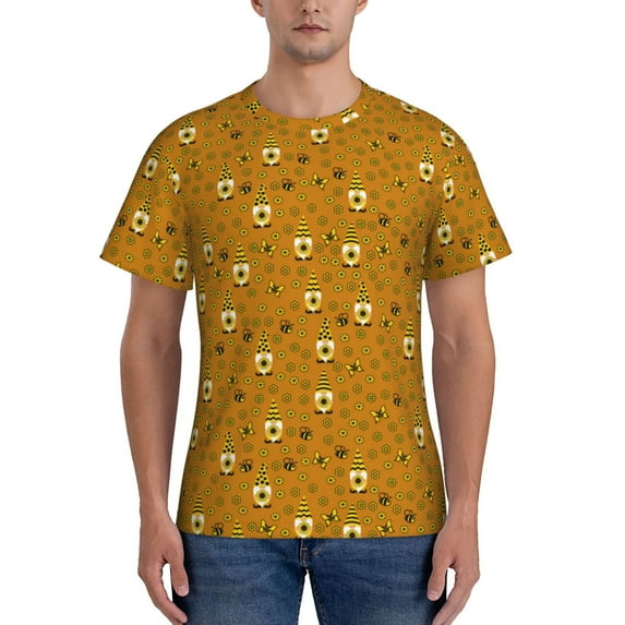 Bixox Men's Honey Bee Gnomes Printed Short Sleeve Skinny Athletic T-Shirt