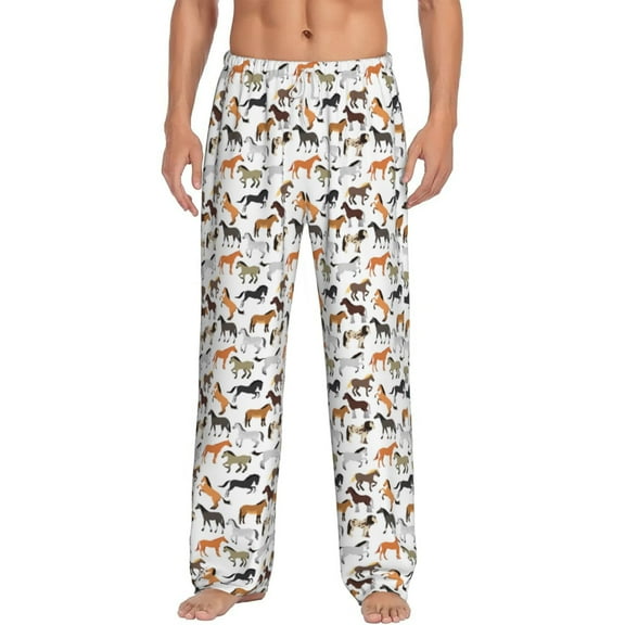 Bixox Men's Horse Patterned Pajama Pants with Pockets Lounge Clothes for Home