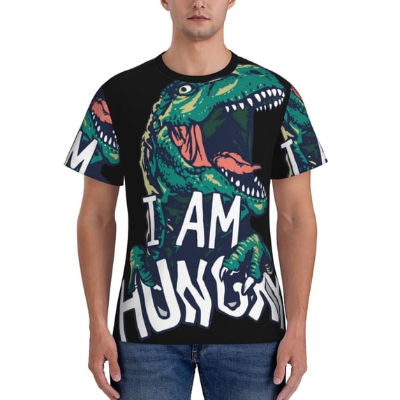 Bixox Men's Hungry Tyrannosaurus Printed Short Sleeve Skinny Athletic T-Shirt