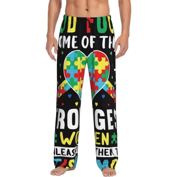 Bixox Men's I Love With Autism Patterned Pajama Pants with Pockets Lounge Clothes for Home