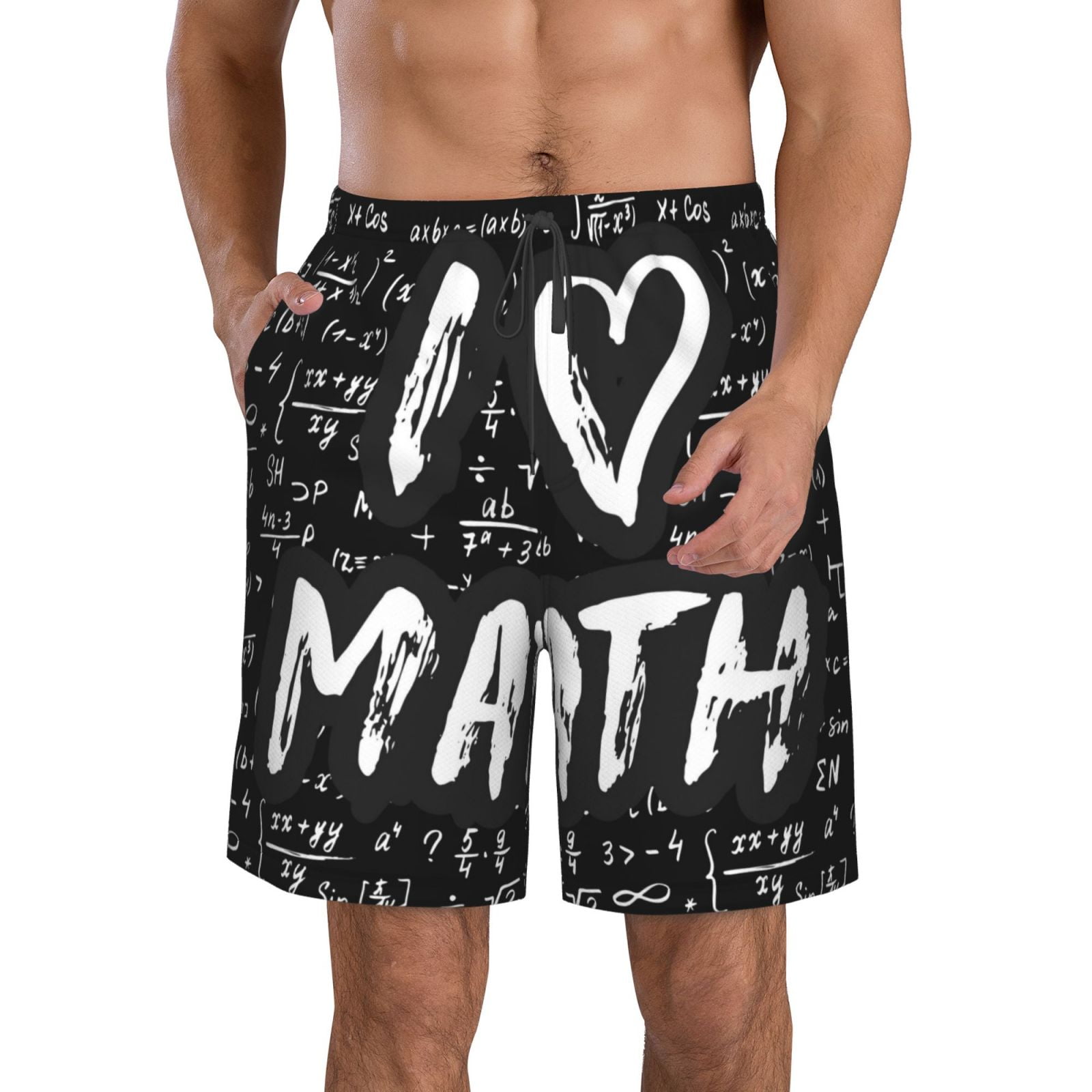 Bixox Men's I love Math printing Casual Classic Fit Short Summer Beach ...