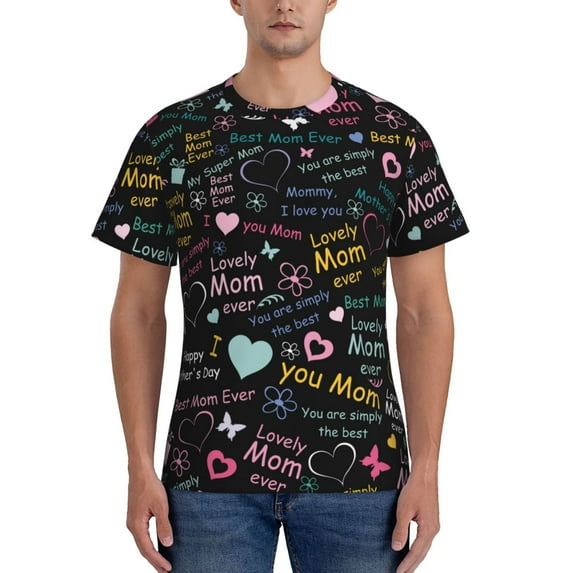 Bixox Men's I love you Mom Printed Short Sleeve Skinny Athletic T-Shirt