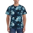 thumbnail image 1 of Bixox Men's Ink Rose Printed Short Sleeve Skinny Athletic T-Shirt, 1 of 6