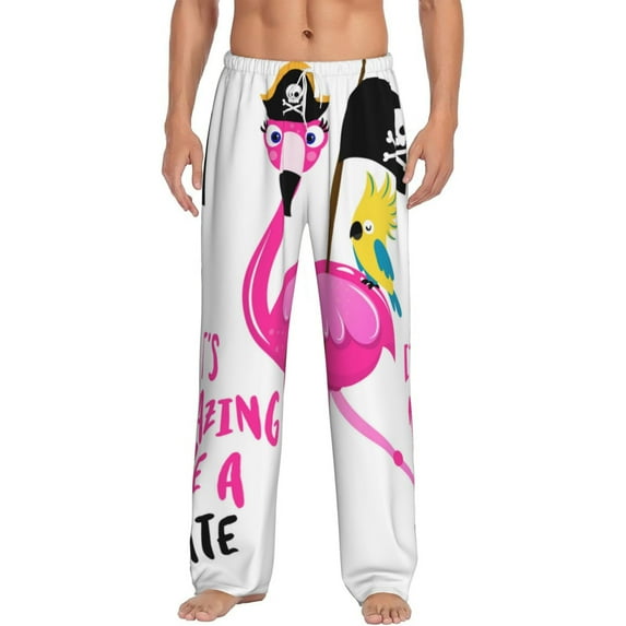 Bixox Men's It'S Flamazing To Be A Pirate Patterned Pajama Pants with Pockets Lounge Clothes for Home