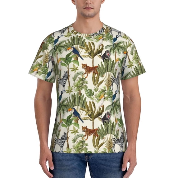 Bixox Men's Jungle Animals Printed Short Sleeve Skinny Athletic T-Shirt