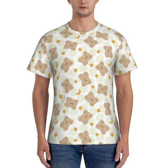 Bixox Men's Kawaii Bear Printed Short Sleeve Skinny Athletic T-Shirt