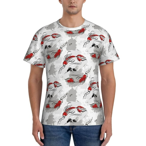 Bixox Men's Koi Fish Printed Short Sleeve Skinny Athletic T-Shirt
