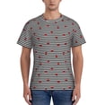 thumbnail image 1 of Bixox Men's Ladybugs on Black and White Striped Printed Short Sleeve Skinny Athletic T-Shirt, 1 of 6