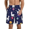 thumbnail image 1 of Bixox Men's Lama in Space printing Casual Classic Fit Short Summer Beach Shorts, 1 of 6