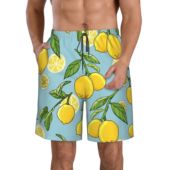 Bixox Men's Lemon printing Casual Classic Fit Short Summer Beach Shorts