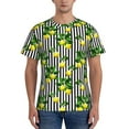 thumbnail image 1 of Bixox Men's Lemons on Striped Printed Short Sleeve Skinny Athletic T-Shirt, 1 of 6
