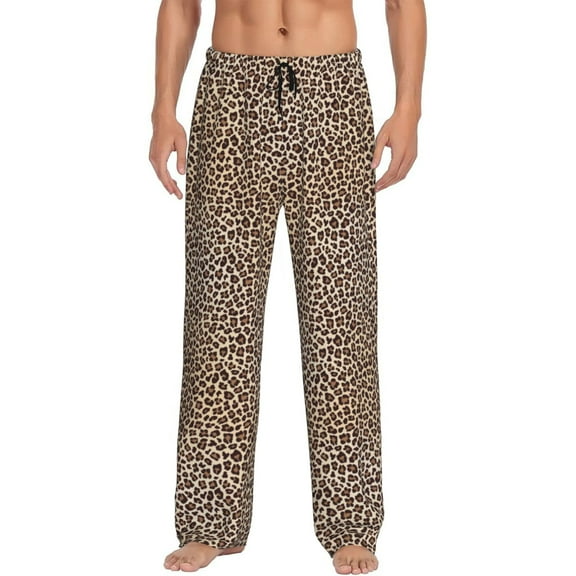 Bixox Men's Leopard Print-2 Patterned Pajama Pants with Pockets Lounge Clothes for Home
