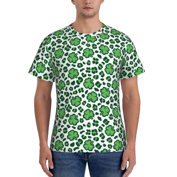 Bixox Men's Leopard print St. Patrick's Day Printed Short Sleeve Skinny Athletic T-Shirt