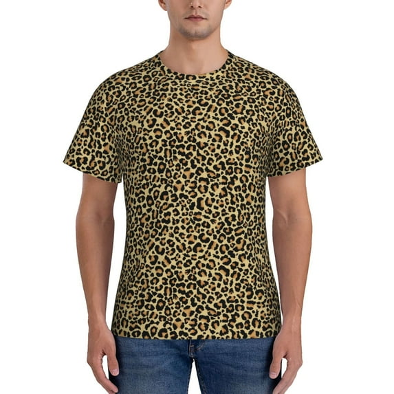Bixox Men's Leopard2 Printed Short Sleeve Skinny Athletic T-Shirt