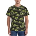 thumbnail image 1 of Bixox Men's Light Green Excavator Printed Short Sleeve Skinny Athletic T-Shirt, 1 of 6