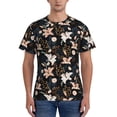 thumbnail image 1 of Bixox Men's Lilies Flowers Printed Short Sleeve Skinny Athletic T-Shirt, 1 of 6