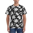 thumbnail image 1 of Bixox Men's Lilies Flowers Printed Short Sleeve Skinny Athletic T-Shirt, 1 of 6