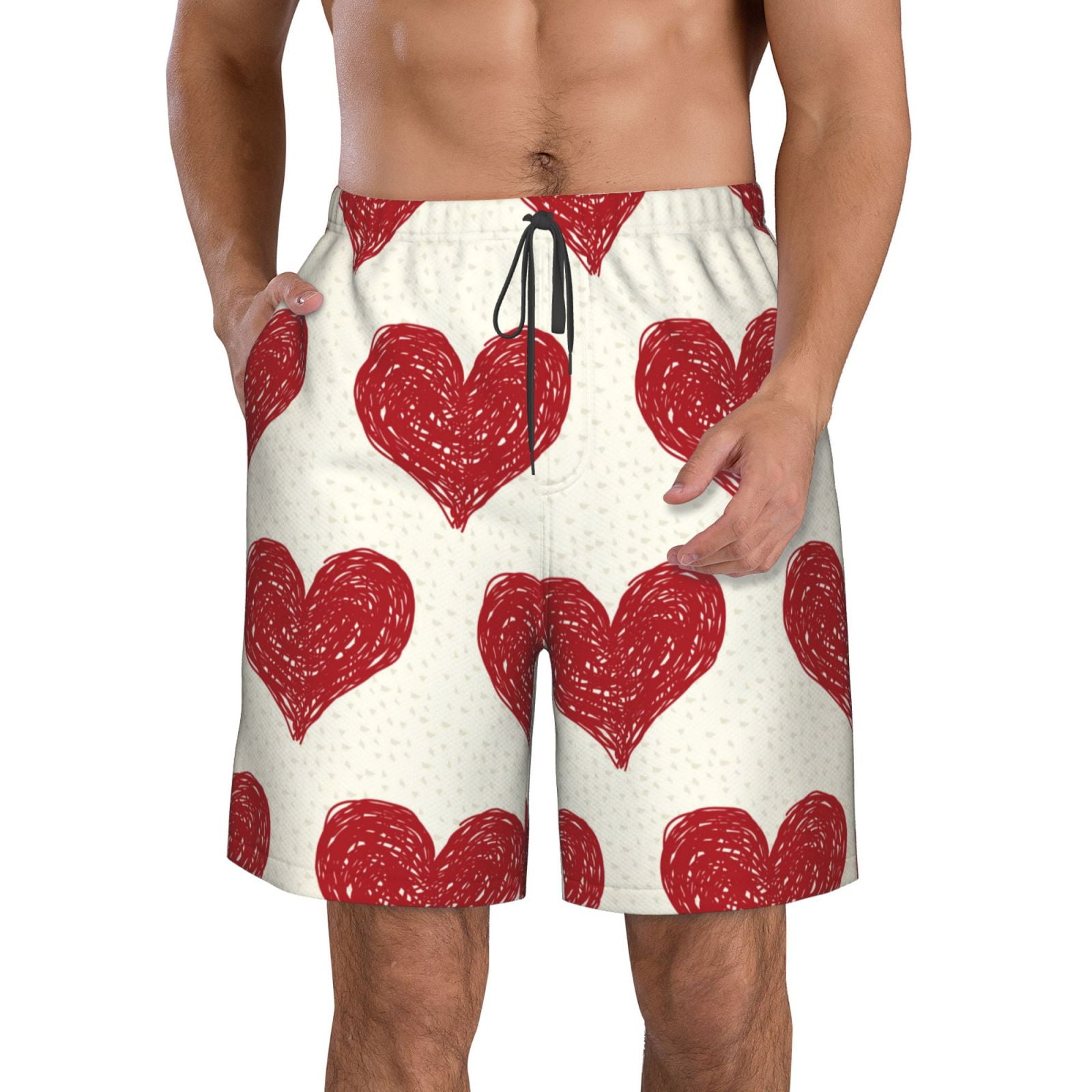Bixox Men's Love printing Casual Classic Fit Short Summer Beach Shorts ...