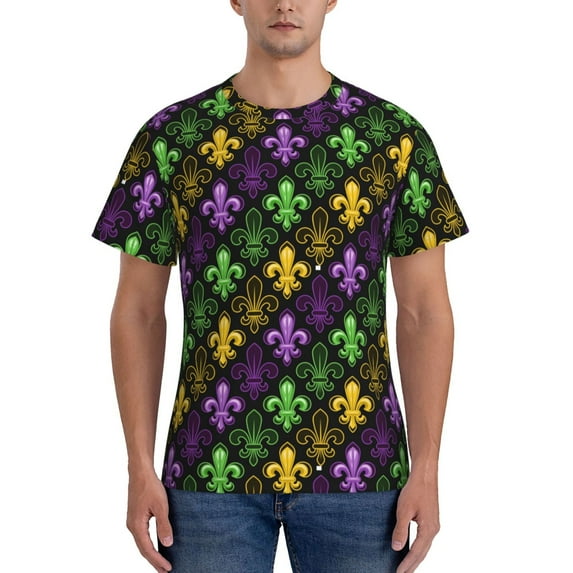 Bixox Men's Mardi Gras1 Printed Short Sleeve Skinny Athletic T-Shirt